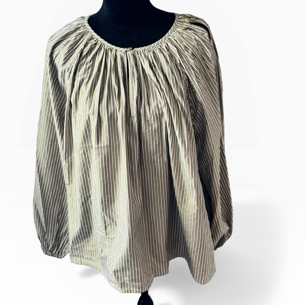 LOFT Cream and Black‎ Striped Peasant Blouse - Picture 5 of 12